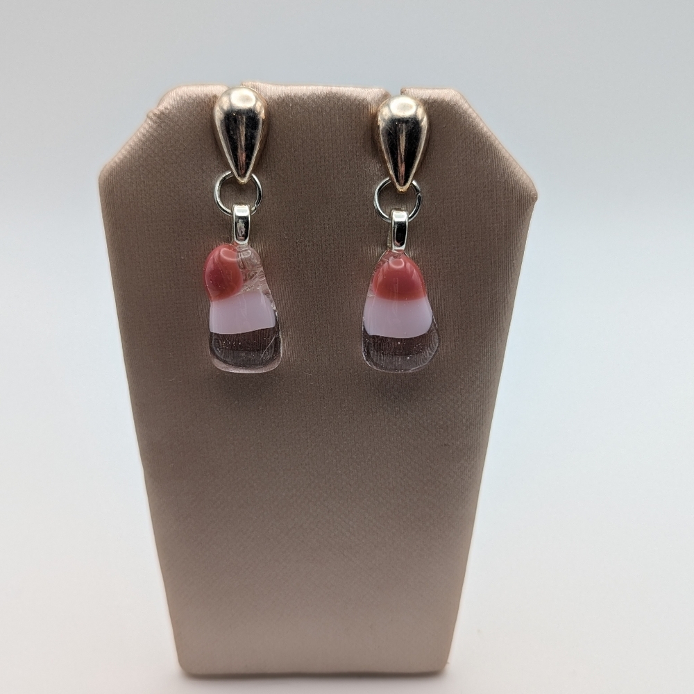 Pink Candy Drop earrings. Hand Crafted one of a kind. Hypoallergenic. Nickelfree